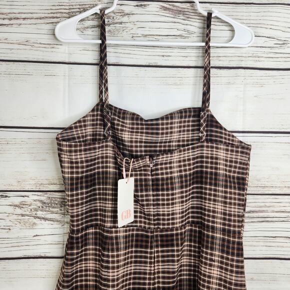GB Woman's Brown Plaid Dress Size Large With Tags - Picture 6 of 12